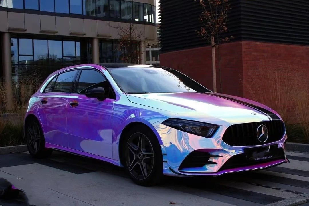 Matte Holographic Rainbow Neo Chrome Car Vinyl Wrap Non-stretchable review fsdgfh 02