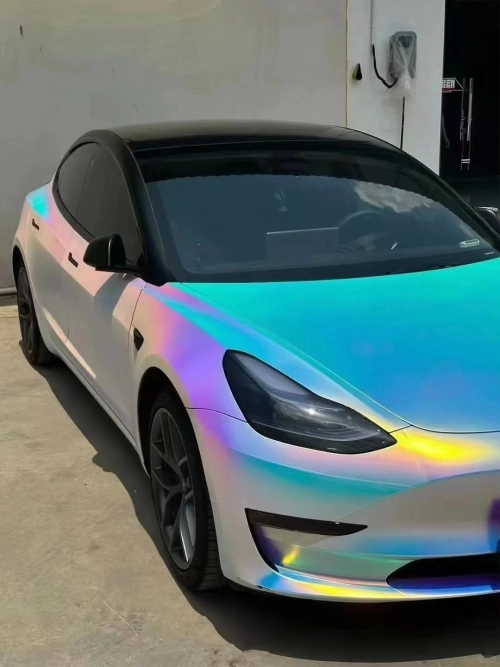 Matte Holographic Rainbow Neo Chrome Car Vinyl Wrap Non-stretchable review 