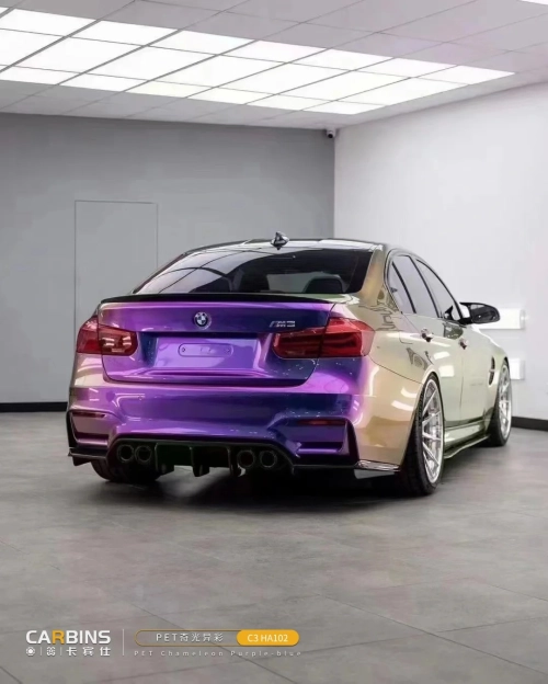 PET Gloss Shifting Green Purple Car Vinyl Wrap review 