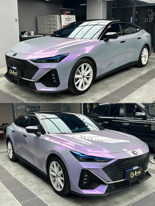PET Candy Metallic Gray Purple Car Vinyl Wrap review 