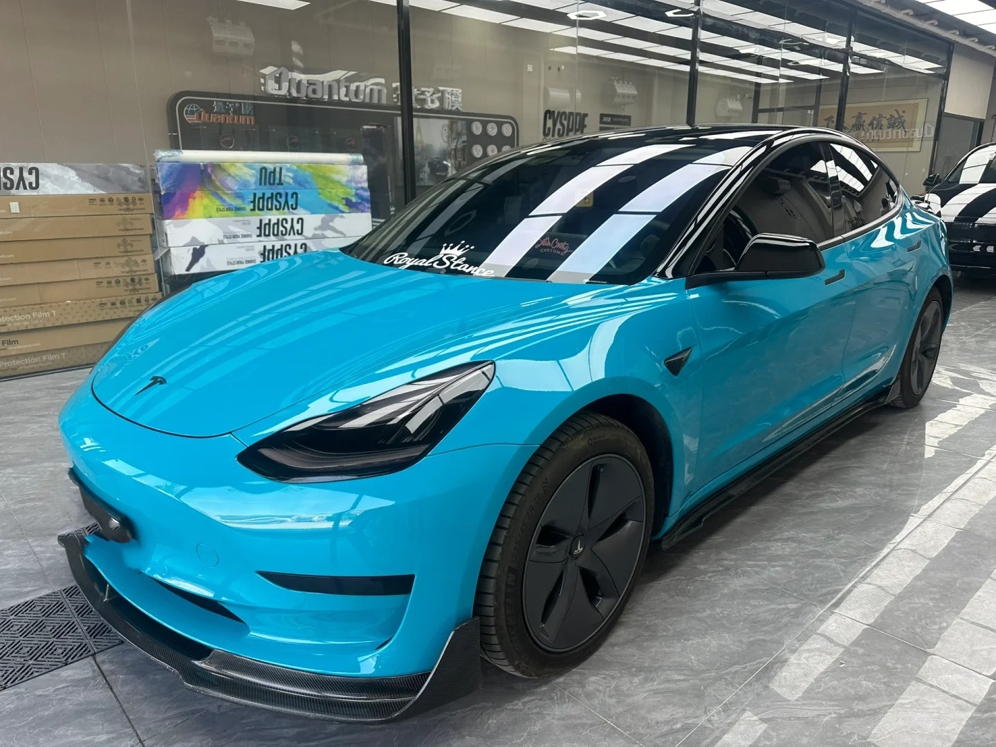 PET Super Gloss Miami Blue Car Vinyl Wrap review 2