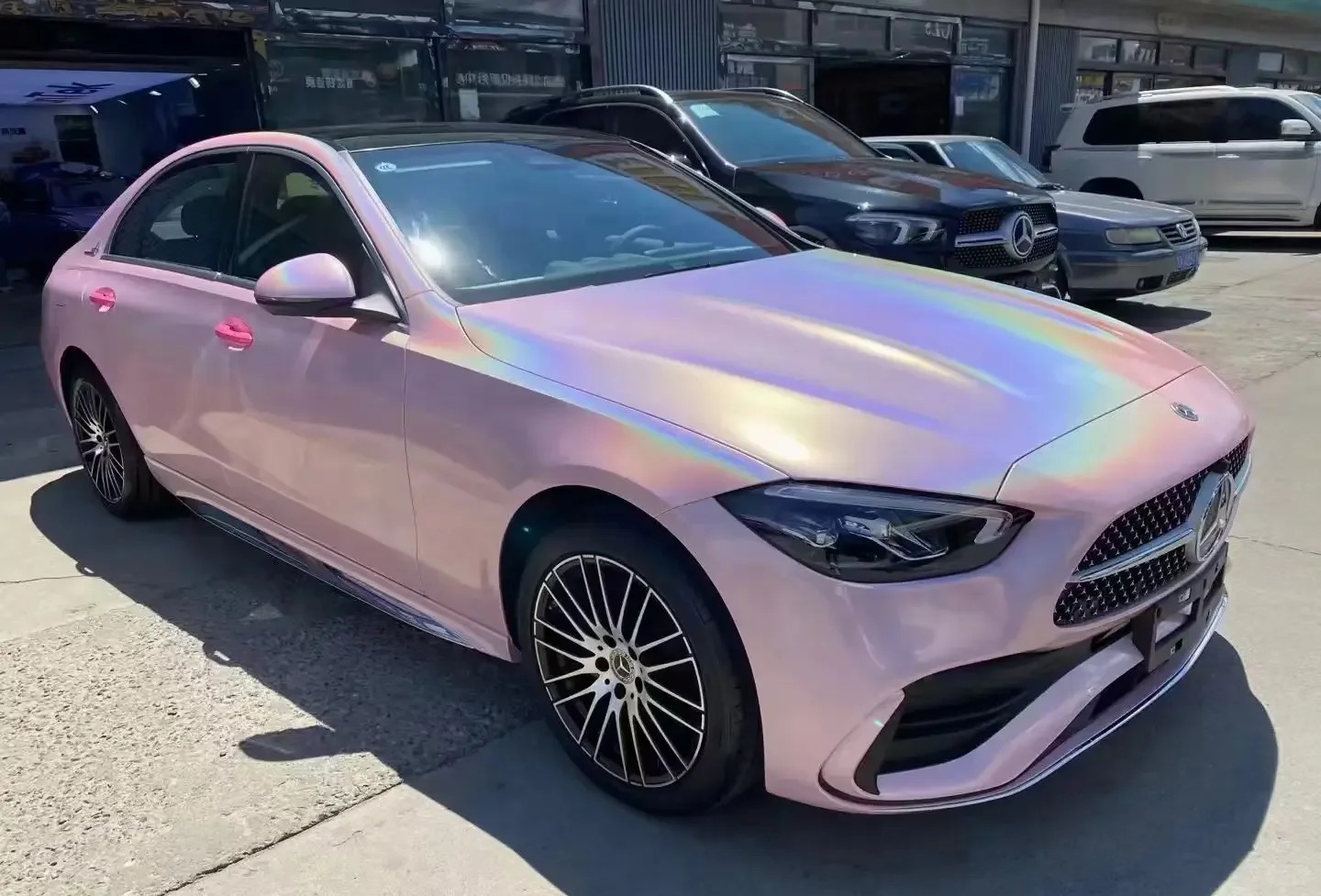 Glossy Laser Light Pink Car Vinyl Wrap review 0