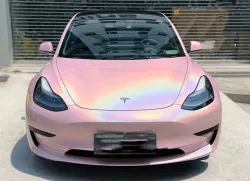 Glossy Laser Light Pink Car Vinyl Wrap review vjhdf 01