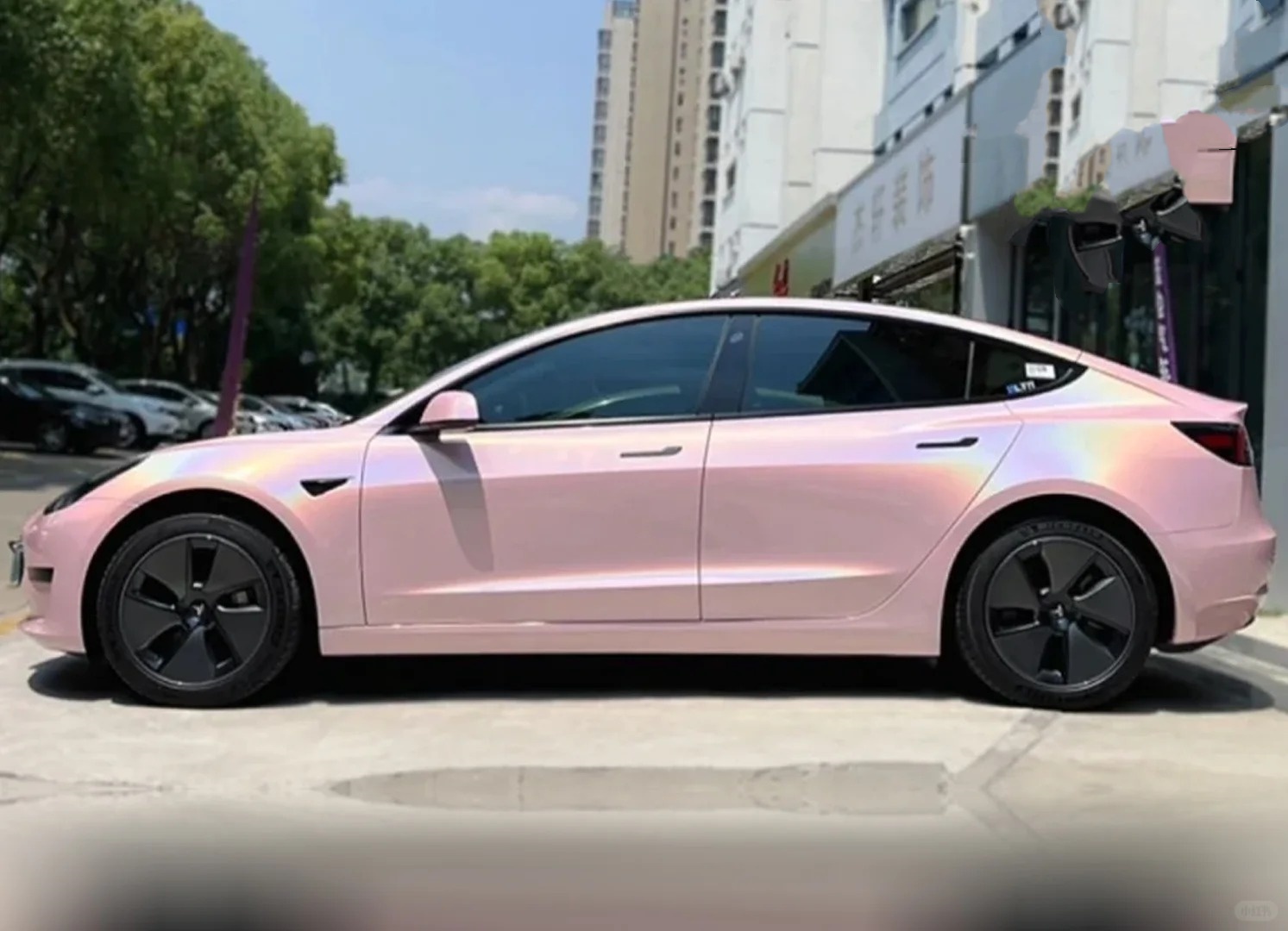 Glossy Laser Light Pink Car Vinyl Wrap review 1