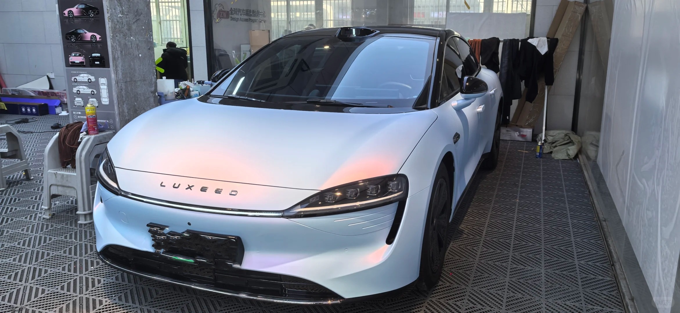 Tesla PET Matte Pink Blue Car Vinyl Wrap review biuje 02