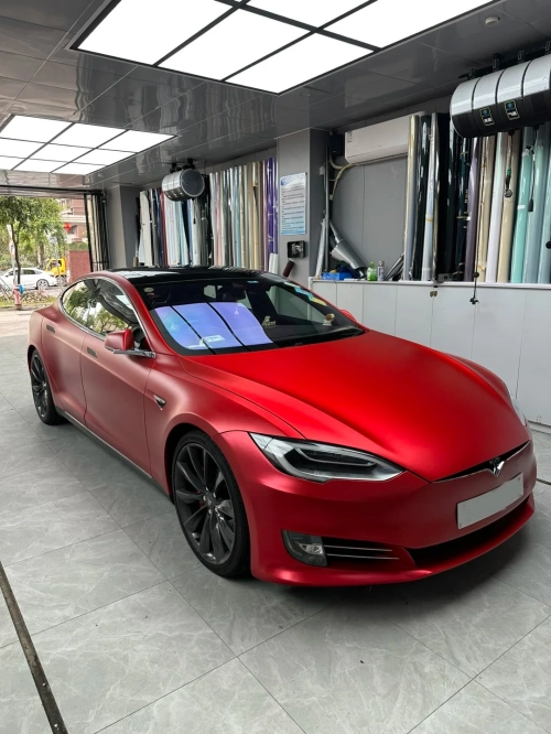 PET Matte Metallic Ceramics Red Car Vinyl Wrap review 