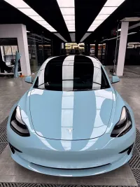 TPU Glossy Meisen Blue Car Vinyl Wrap review 0