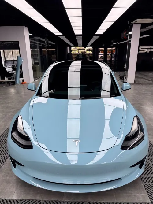 TPU Glossy Meisen Blue Car Vinyl Wrap review 