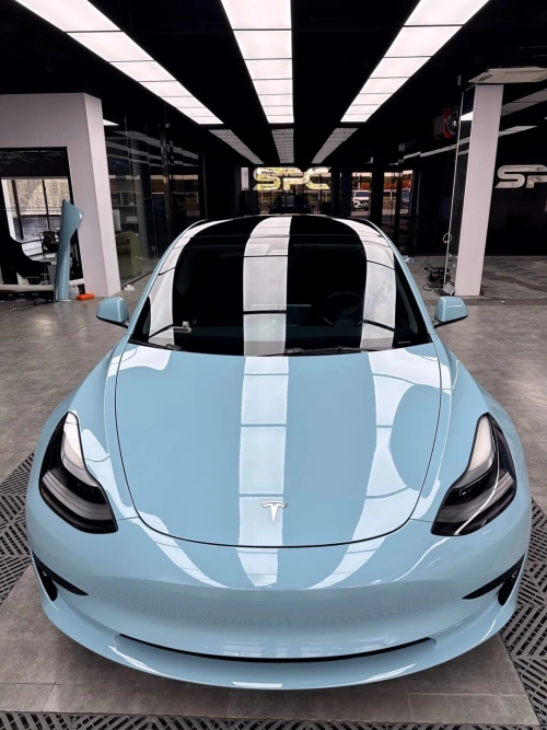 TPU Glossy Meisen Blue PPF Car Vinyl Wrap review 