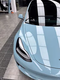 TPU Glossy Meisen Blue Car Vinyl Wrap review 1