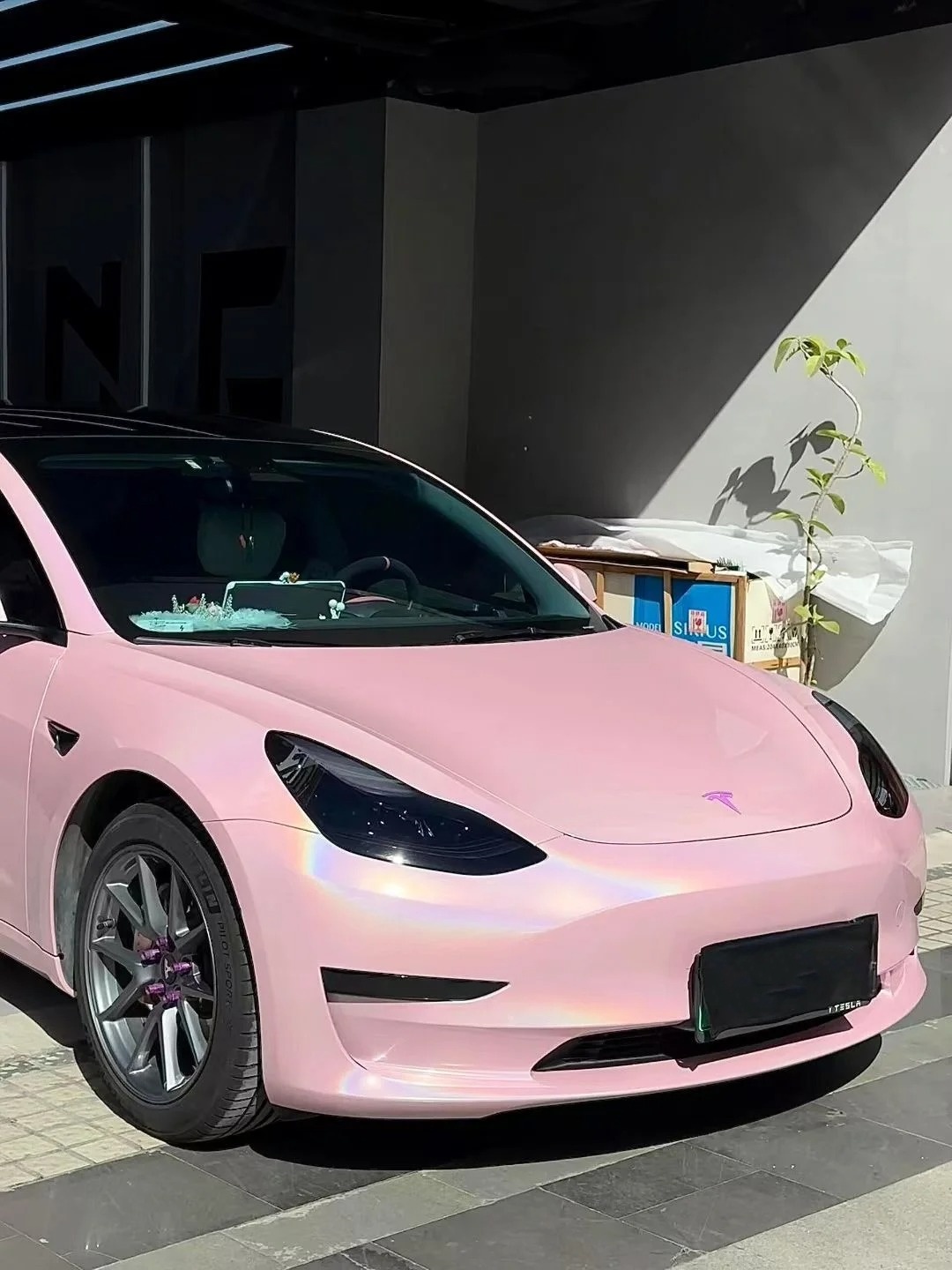 Glossy Laser Light Pink Car Vinyl Wrap review 2