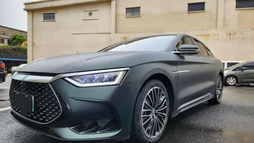 BYD Matte Diamond Black Green Car Vinyl Wrap review 