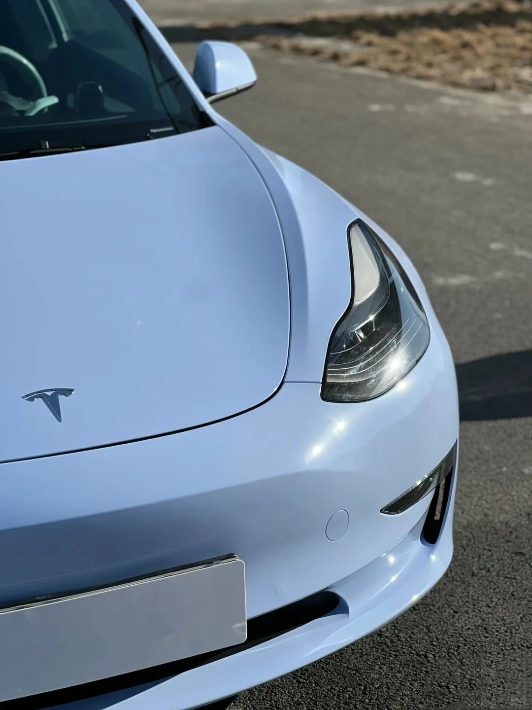 Glossy Crystal Baby Blue Car Vinyl Wrap review 1