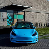 PET Super Gloss Miami Blue Car Vinyl Wrap review 2
