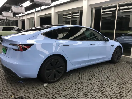 Glossy Crystal Baby Blue Car Vinyl Wrap review 