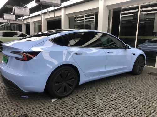 Glossy Crystal Baby Blue Car Vinyl Wrap review 