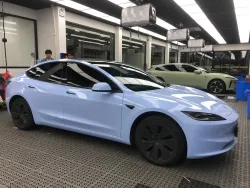 Glossy Crystal Baby Blue Car Vinyl Wrap review fgj 02