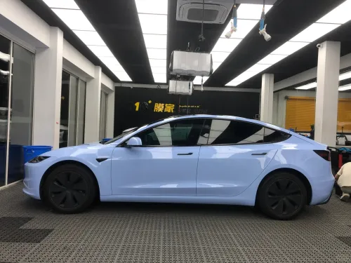 Glossy Crystal Baby Blue Car Vinyl Wrap review 