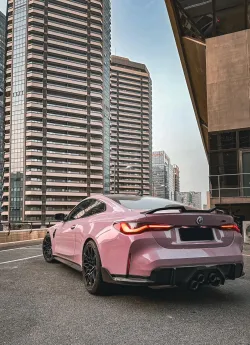 Glossy Oolong Milk Tea Pink Car Vinyl Wrap review seh 03