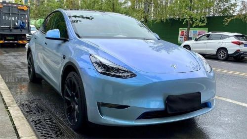 Tesla Gloss Fancy Rock Grey Color Fliper Car Vinyl Wrap review 