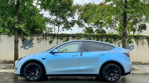 Tesla Gloss Fancy Rock Grey Color Fliper Car Vinyl Wrap review 