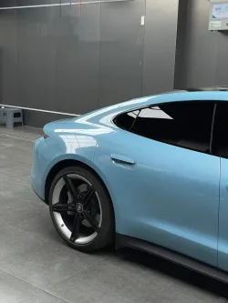 PET Porsche Bentley Gloss Ice Blue Car Vinyl Wrap review esgre 03