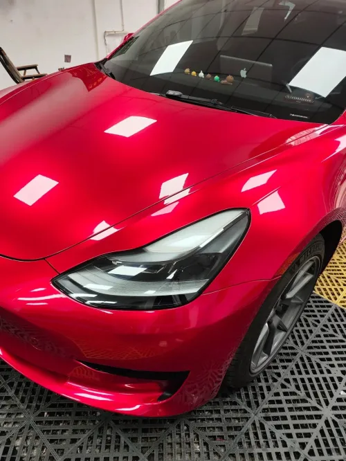 PET Gloss Metallic Vampire Red Car Vinyl Wrap review 