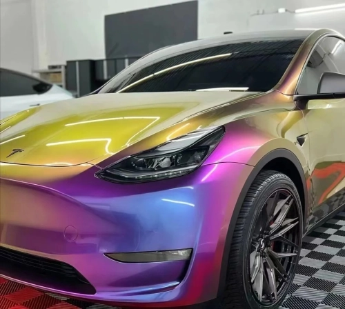 PET Gloss Shifting Green Purple Car Vinyl Wrap review 
