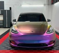 PET Gloss Shifting Green Purple Car Vinyl Wrap review 3