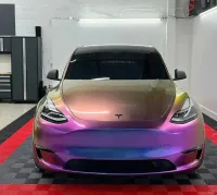 PET Gloss Shifting Green Purple Car Vinyl Wrap review 3