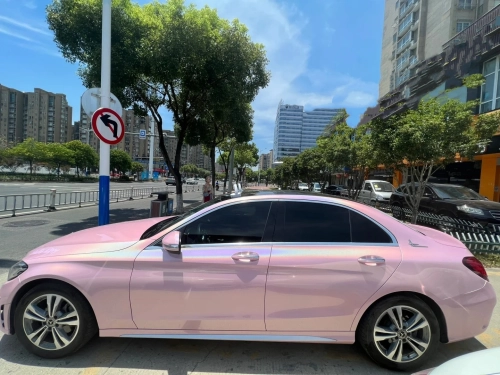 Glossy Laser Light Pink Car Vinyl Wrap review 