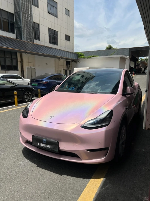 Glossy Laser Light Pink Car Vinyl Wrap review 