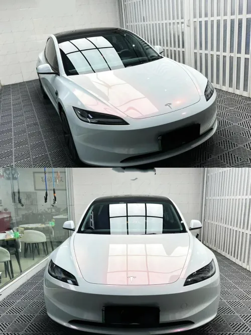 BMW Gloss PET Diamond Pink White Car Vinyl Wrap review 