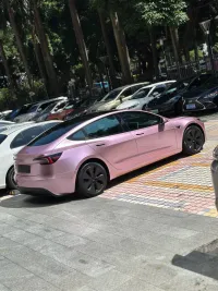 Porsche BMW Tesla  Benz Gloss PET Bentley Passion Pink Car Vinyl Wrap review 1
