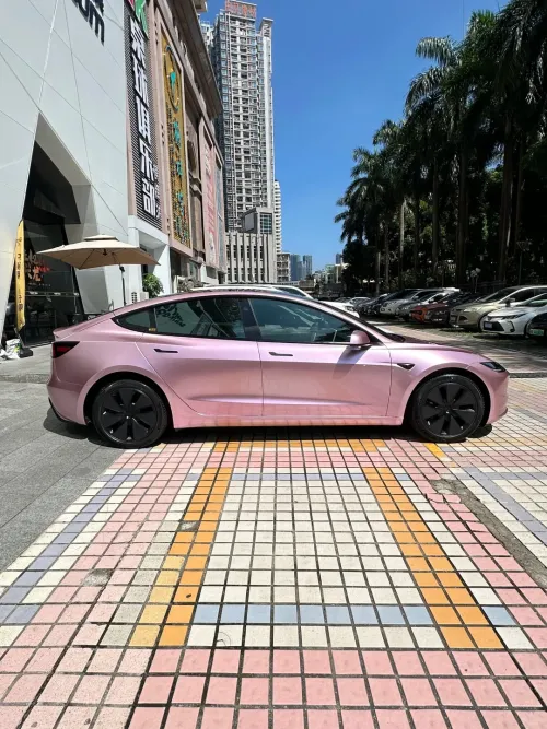 Porsche BMW Tesla  Benz Gloss PET Bentley Passion Pink Car Vinyl Wrap review 
