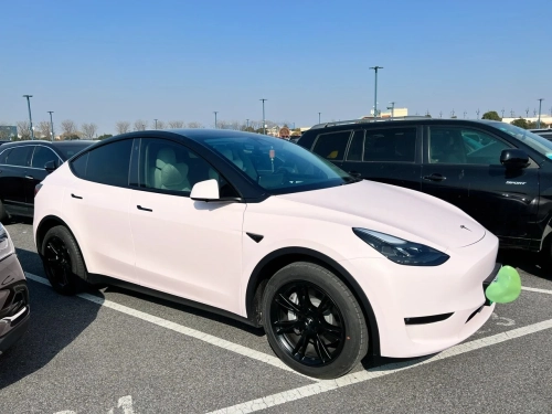 Tesla Ultimate Flat Baby Pink Car Vinyl Wrap review 