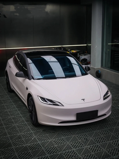 Tesla Ultimate Flat Baby Pink Car Vinyl Wrap review 