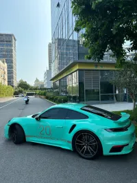 Porsche Gloss Mint Green Car Vinyl Wrap review 1