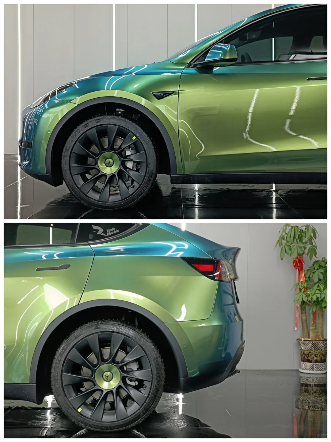 Glossy Chameleon Jungle Green Car Vinyl Wrap review fhateh 01