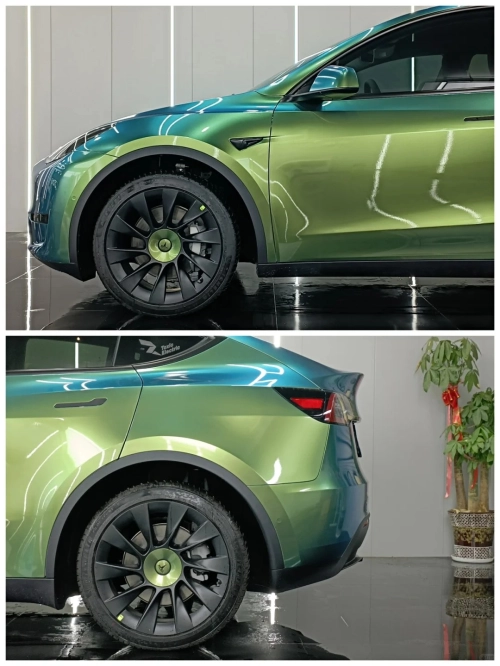 Glossy Chameleon Jungle Green Car Vinyl Wrap review 