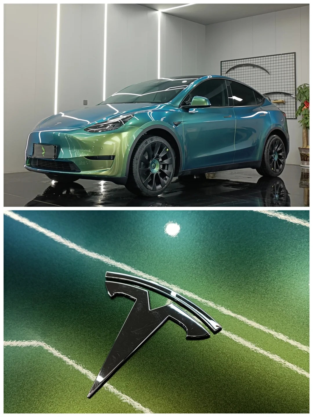 Glossy Chameleon Jungle Green Car Vinyl Wrap review fhateh 02