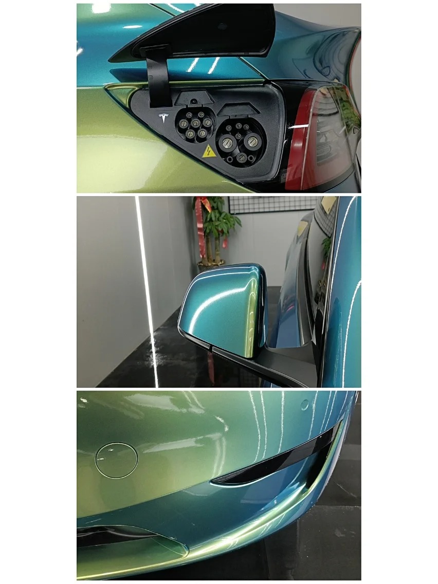 Glossy Chameleon Jungle Green Car Vinyl Wrap review fhateh 03