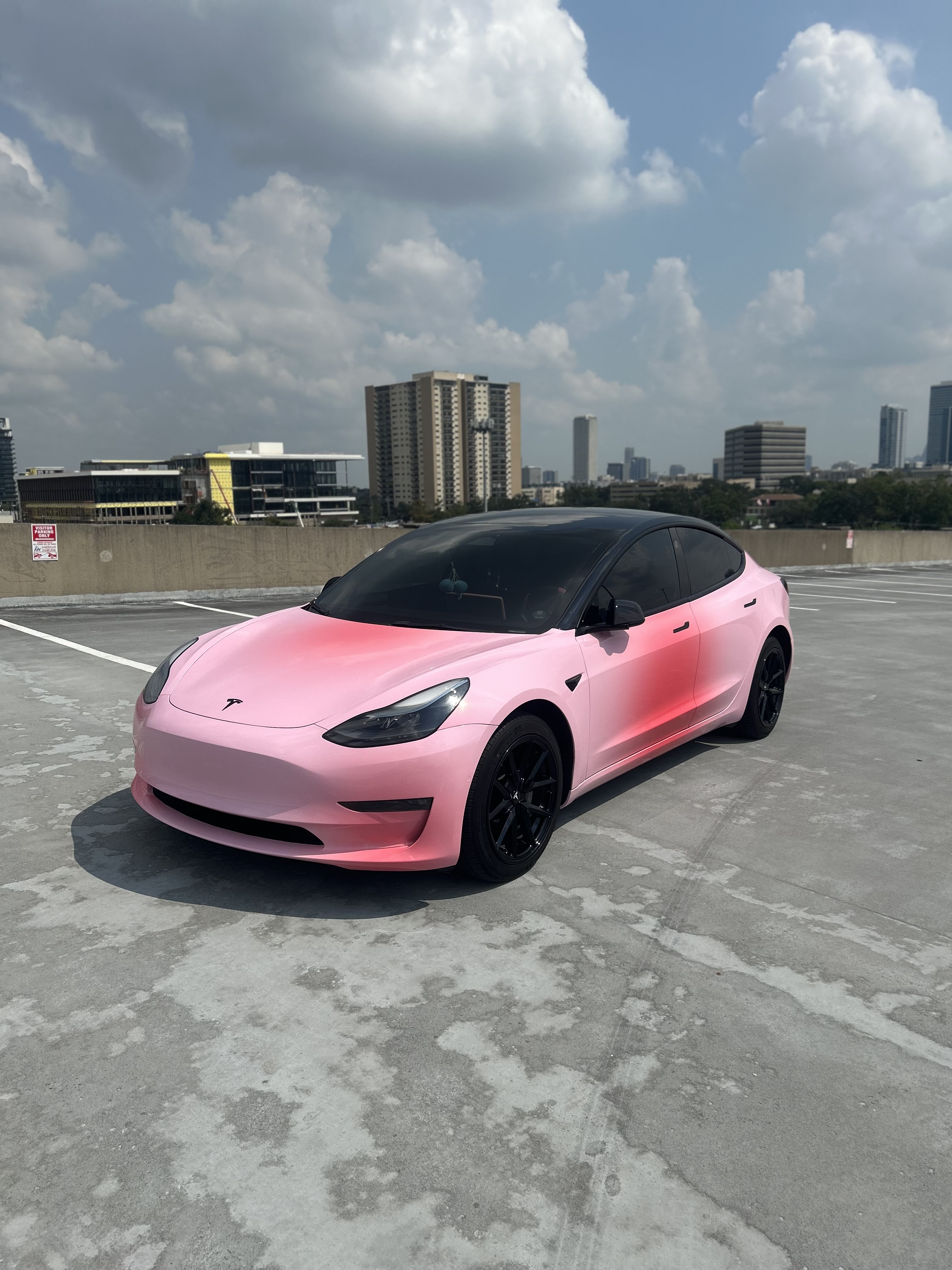 Tesla Shy Blushing Pink Custom Car Vinyl Wrap review Keke 02