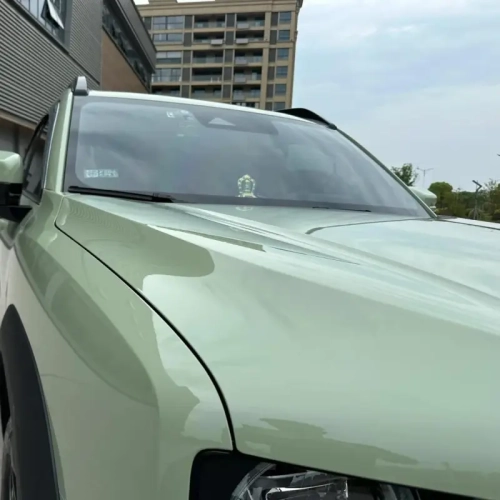 PET Gloss Light Khaki Green Car Vinyl Wrap review 