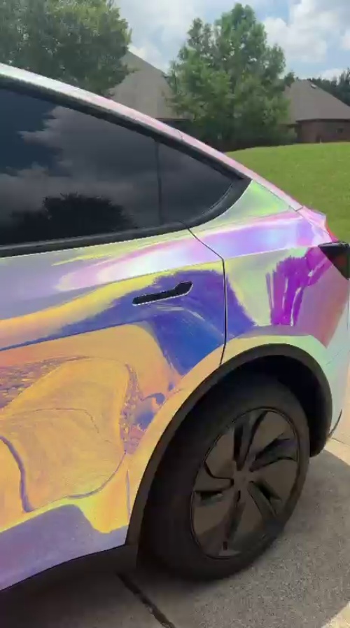 Holographic Chrome Rainbow White Car Vinyl Wrap (Non-Stretchable) review 