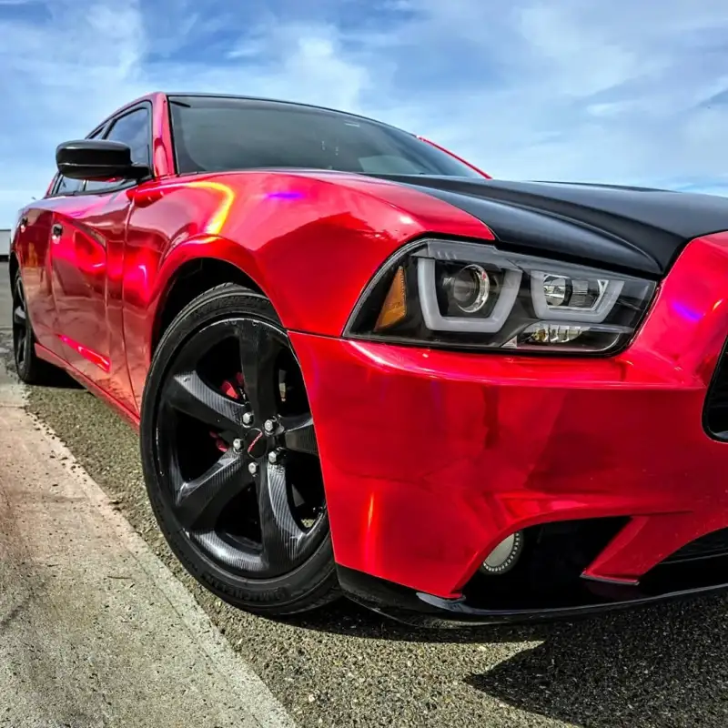 PET Gloss Laser Red Chrome Car Vinyl Wrap review dfb 00