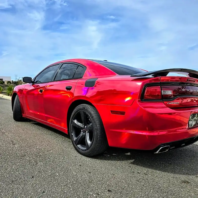 PET Gloss Laser Red Chrome Car Vinyl Wrap review dfb 01