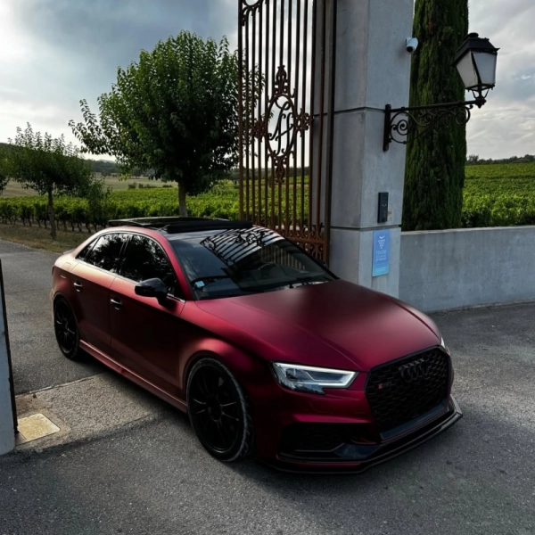 PET Matte Metallic Romance Red Car Vinyl Wrap review grew 01