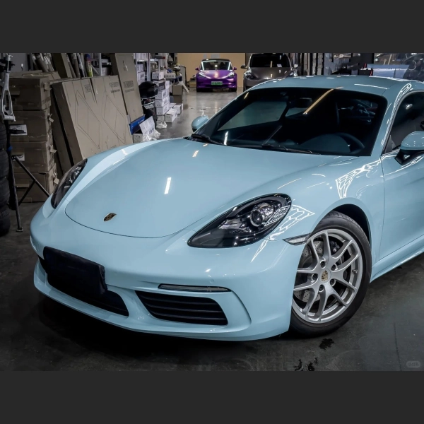 PET Porsche Bentley Gloss Ice Blue Car Vinyl Wrap review gfny 01