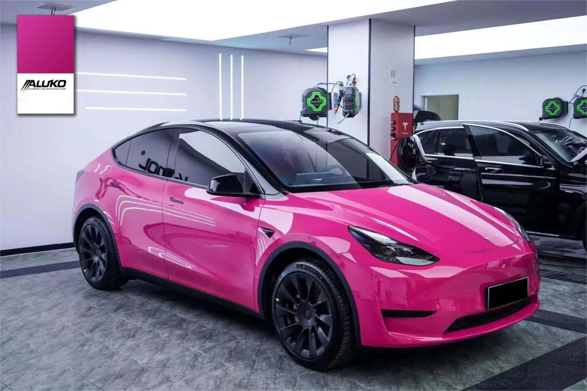 Tesla Model Y Wrap- Super Gloss Rose Red
